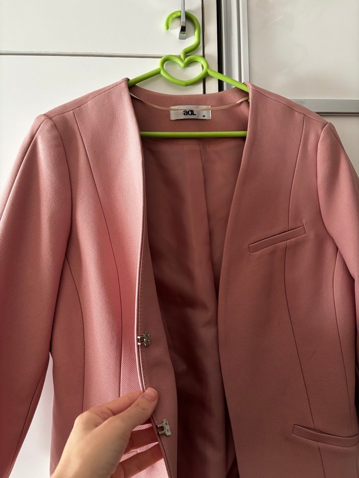 Pembe Düğmeli Kadın Blazer Ceket - Görsel 2