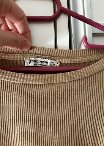 Bej Süet Kadın Uzun Kollu crop tişört - Görsel 2