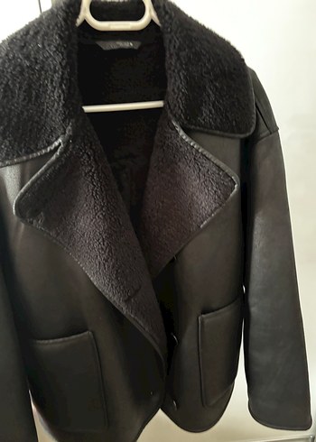 Siyah Kadın Deri Kürklü Midi Ceket - Görsel 5