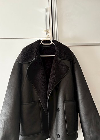 Siyah Kadın Deri Kürklü Midi Ceket - Görsel 2