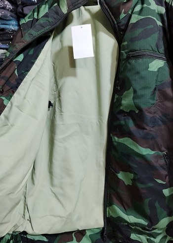 Haki kahverengi Kamuflaj Fermuarlı Erkek Mont - Görsel 3