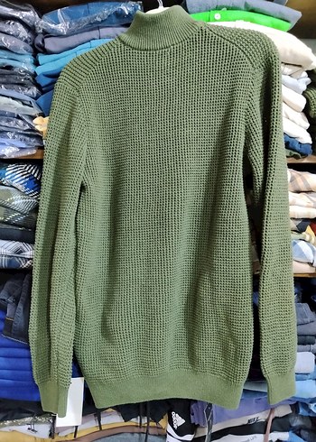 Haki Triko Boğazlı Erkek Kazak - Görsel 2