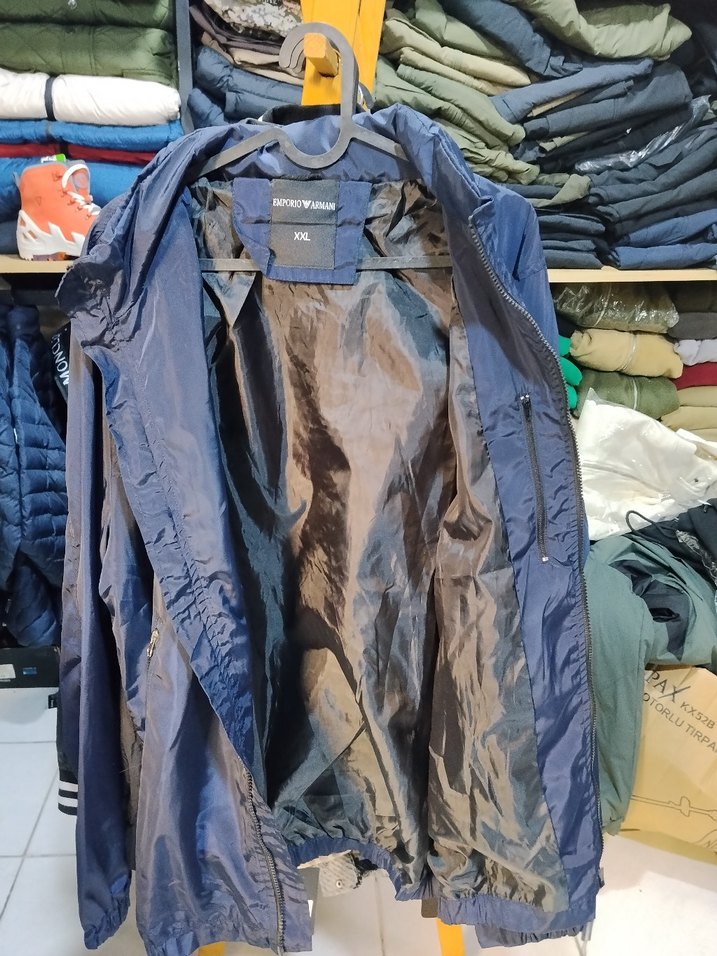 Erkek Mavi Yüksek Yakalı Fermuarlı Ceket - Görsel 3