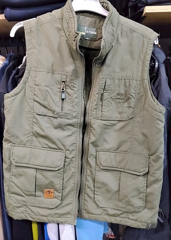 haki renk outdoor Fermuarlı Erkek Yelek - Görsel 2