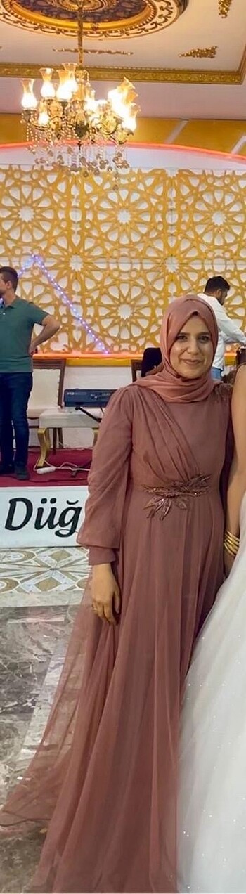 40 Beden Somon rengi abiye elbise