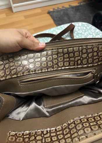 Zincir Detaylı Kahverengi Deri Kadın Çanta - Görsel 5