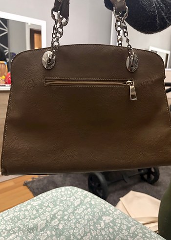 Zincir Detaylı Kahverengi Deri Kadın Çanta - Görsel 2