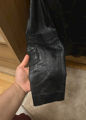 Kadın Siyah Deri Biker Ceket - Görsel 7