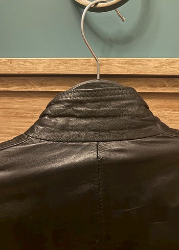 Kadın Siyah Deri Biker Ceket - Görsel 5