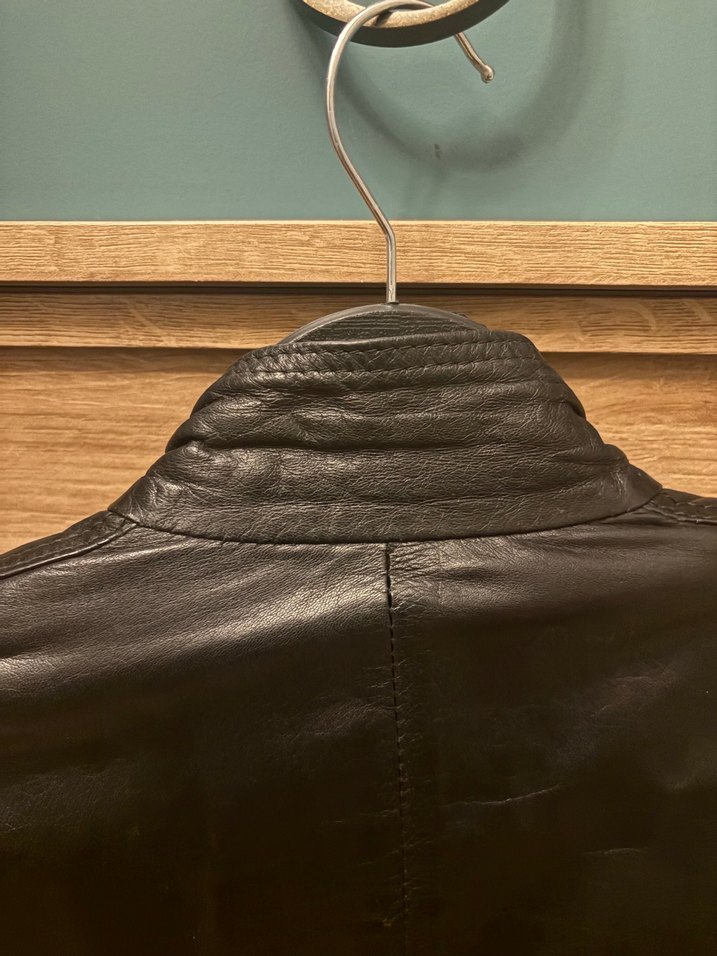 Kadın Siyah Deri Biker Ceket - Görsel 5