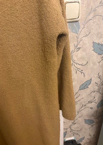 Uzun Kollu Kahverengi Örgü Kadın Kazak - Görsel 7