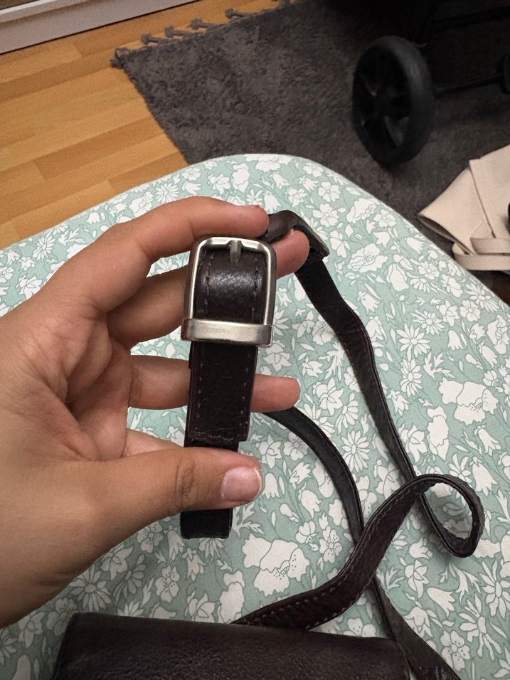 Kahverengi Deri Tokalı Kadın Çanta - Görsel 5