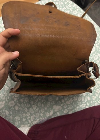 Kahverengi Nakışlı Deri Bohem Kadın Çapraz Çanta - Görsel 4