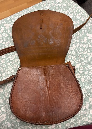 Kahverengi Nakışlı Deri Bohem Kadın Çapraz Çanta - Görsel 3