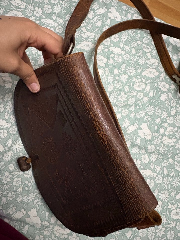 Kahverengi Nakışlı Deri Bohem Kadın Çapraz Çanta - Görsel 2