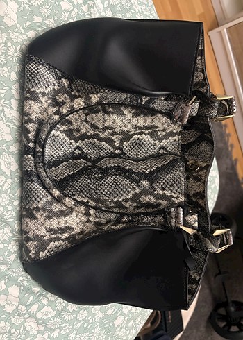 Gri Yılan Desenli Deri Kadın Çanta - Görsel 2