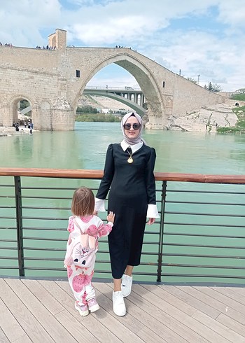 s Beden Uzun Kollu Siyah Street Wear Elbise