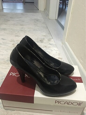 36 Beden 10 cm platform topuklu siyah topuklu ayakkabı