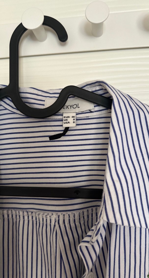 Nakışlı, Düğmeli, Uzun Kollu Kadın Gömlek - Görsel 3