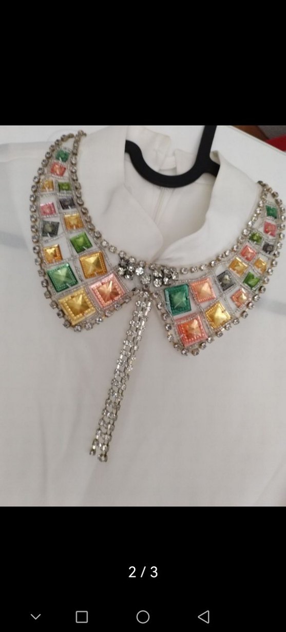 Boncuk İşlemeli Bohem Beyaz Gömlek - Görsel 2