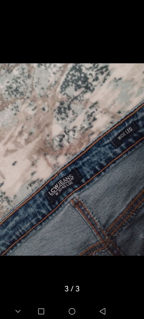 Kadın Mavi Bol Kesim Midi Denim Pantolon - Görsel 3