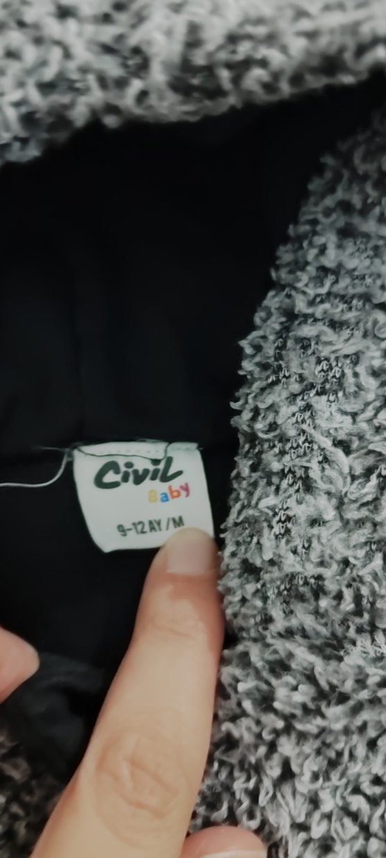 Gri peluş Bebek Tulumu Kapüşonlu - Görsel 4