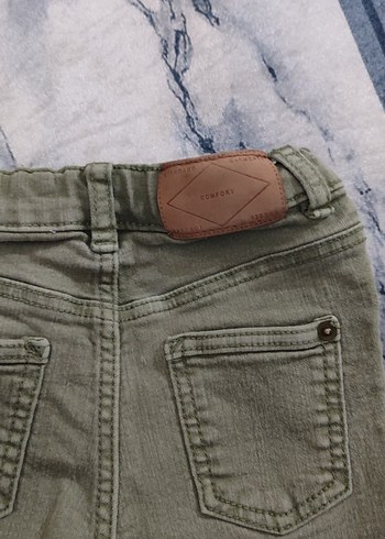 6-9 Ay Beden yeşil Renk açık asker yeşili Erkek bebek Denim Pantolon