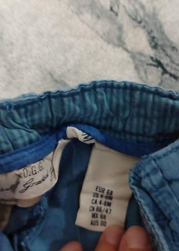 3-6 Ay Beden Erkek Bebek açık mavi ve yeşil keten Pantolon