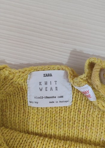 18-24 Ay Beden Zara Erkek bebek Sarı Nakışlı Triko Kazak