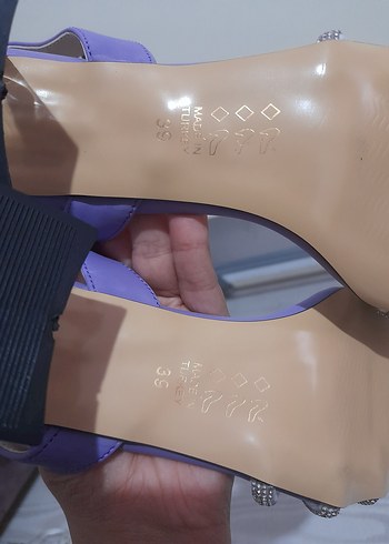 Mor Tokalı Blok Topuklu Abiye Ayakkabı - Görsel 4