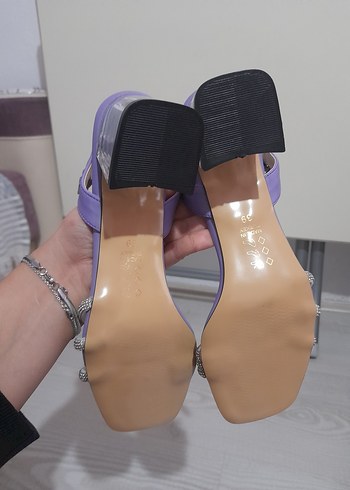 Mor Tokalı Blok Topuklu Abiye Ayakkabı - Görsel 3
