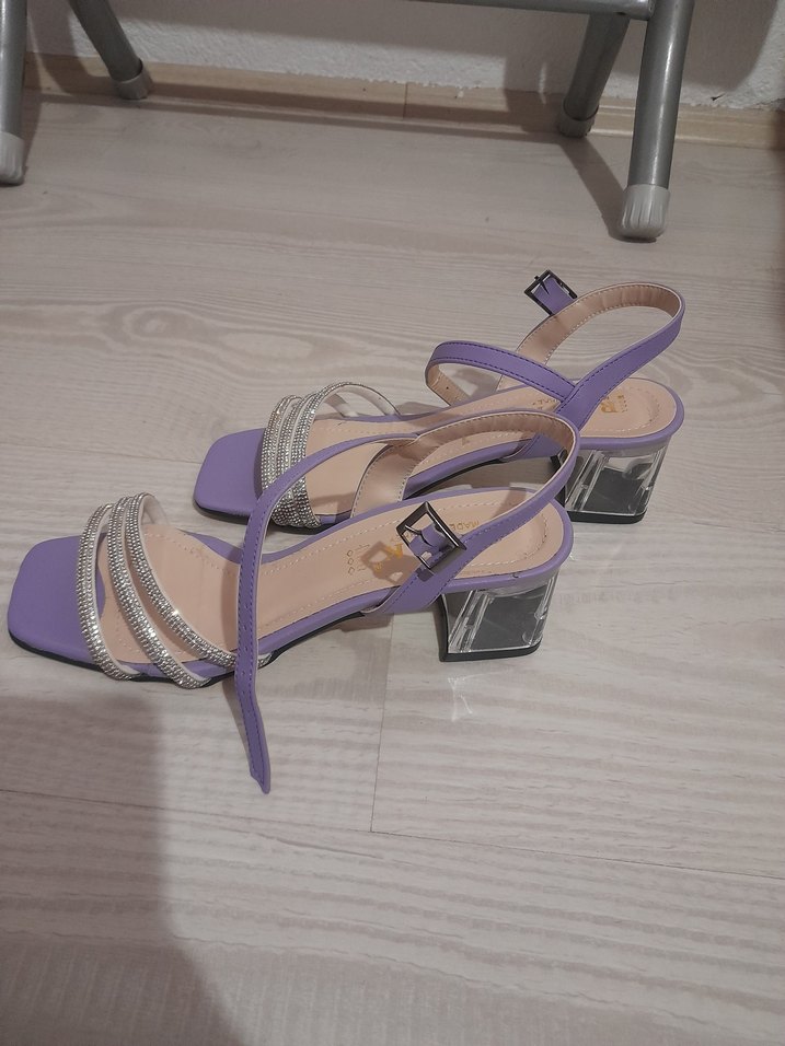 Mor Tokalı Blok Topuklu Abiye Ayakkabı - Görsel 2