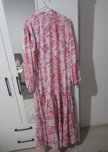 Pembe Çiçekli Uzun Bohem Elbise - Görsel 2