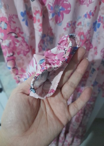 Pembe Çiçekli Uzun Bohem Elbise - Görsel 3