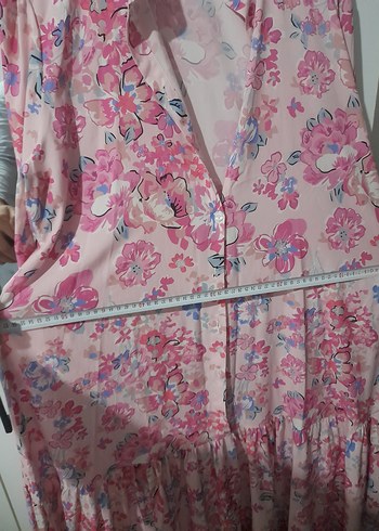 Pembe Çiçekli Uzun Bohem Elbise - Görsel 7