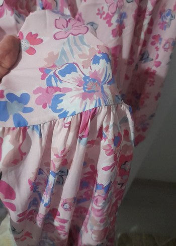 Pembe Çiçekli Uzun Bohem Elbise - Görsel 6