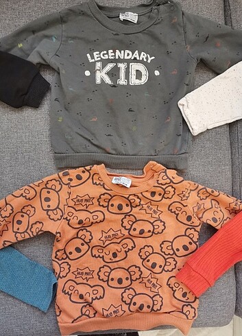 9 Ay Beden çeşitli Renk 8 adet bebek 9-12 ay sweatshirt