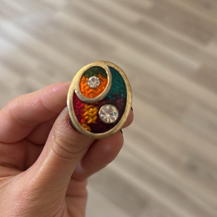 Renkli Yinyang Bohem Vintage Yüzük - Görsel 2