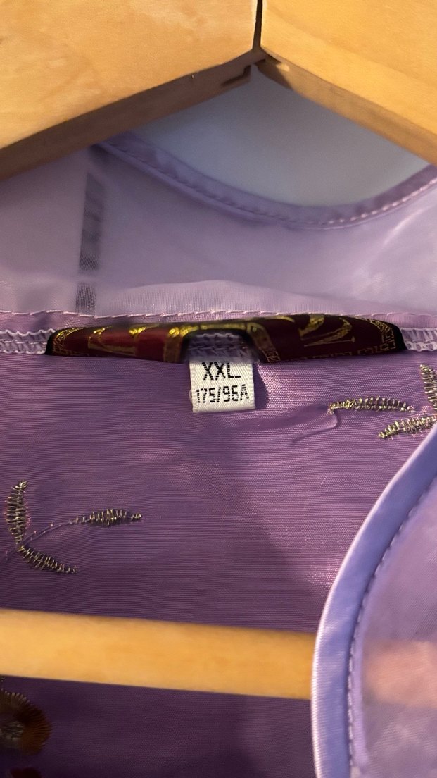 Asya Tarzı Nakışlı İşlemeli Mor Saten Bluz - Görsel 3