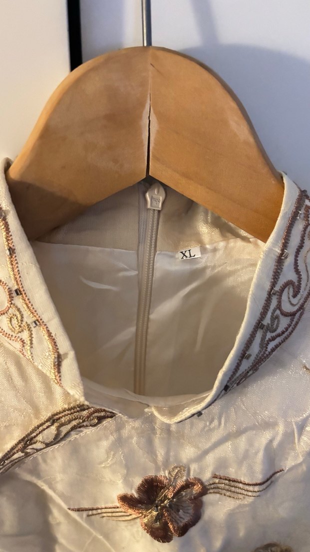 Bej Japon Yaka Uzak Doğu Elbise - Görsel 4