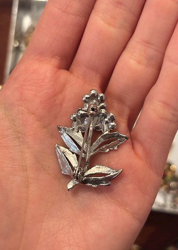 Yeşil Parlak Payetli Vintage Broş - Görsel 2