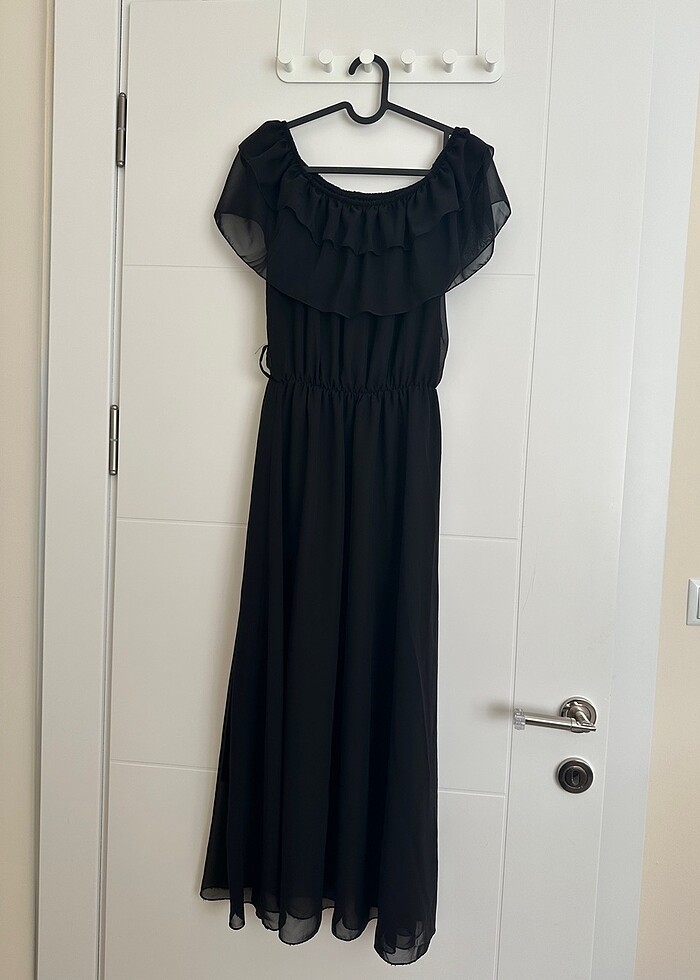 Karmen (kayık) yaka şifon abiye elbise - Görsel 2