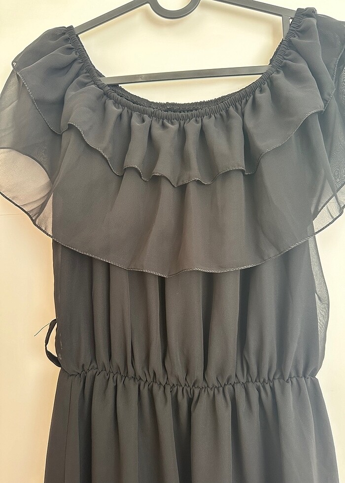 Karmen (kayık) yaka şifon abiye elbise - Görsel 3