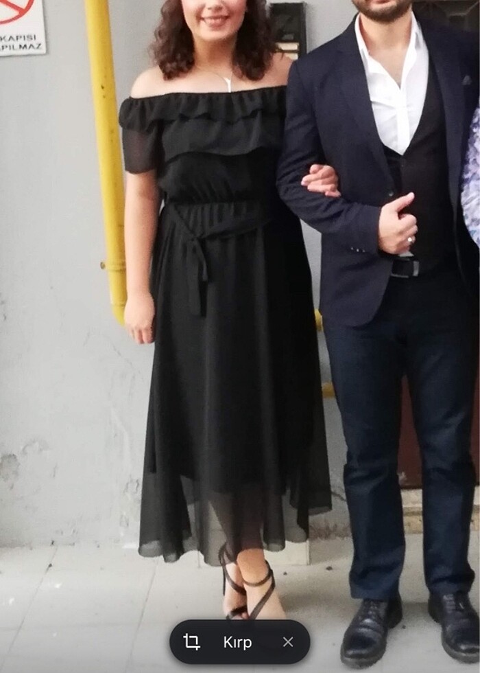 Karmen (kayık) yaka şifon abiye elbise - Görsel 4