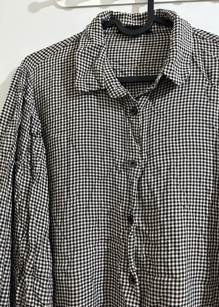 Ekoseli uzun kollu gömlek - Görsel 3