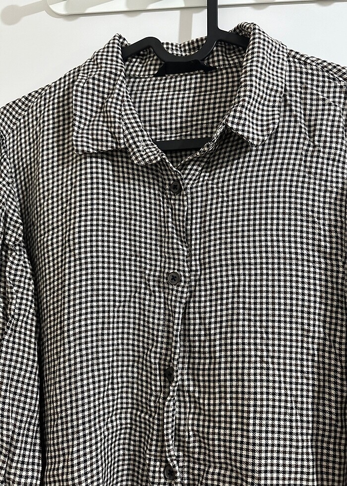 Ekoseli uzun kollu gömlek - Görsel 4