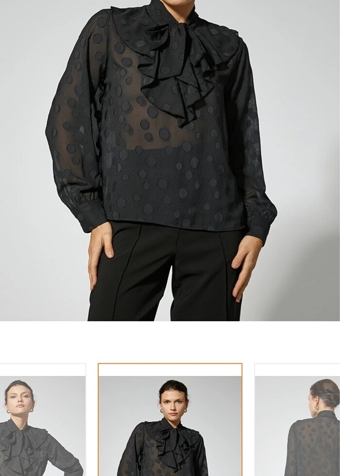 Fular yaka şifon bluz - Görsel 2