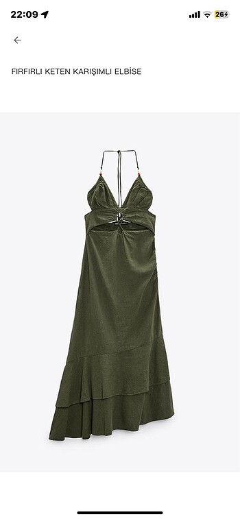 Zara fırfırlı elbise keten