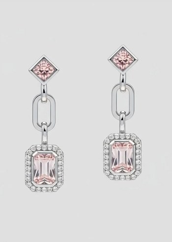 Pembe Zincir Detaylı Midi Küpe - Görsel 3