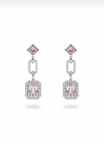 Pembe Zincir Detaylı Midi Küpe - Görsel 2